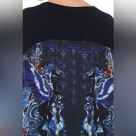 Camilla | Mare Mystique Marino Wool & Silk V Neck Jumper With Print Back | Sz OS - Picture 9 of 17